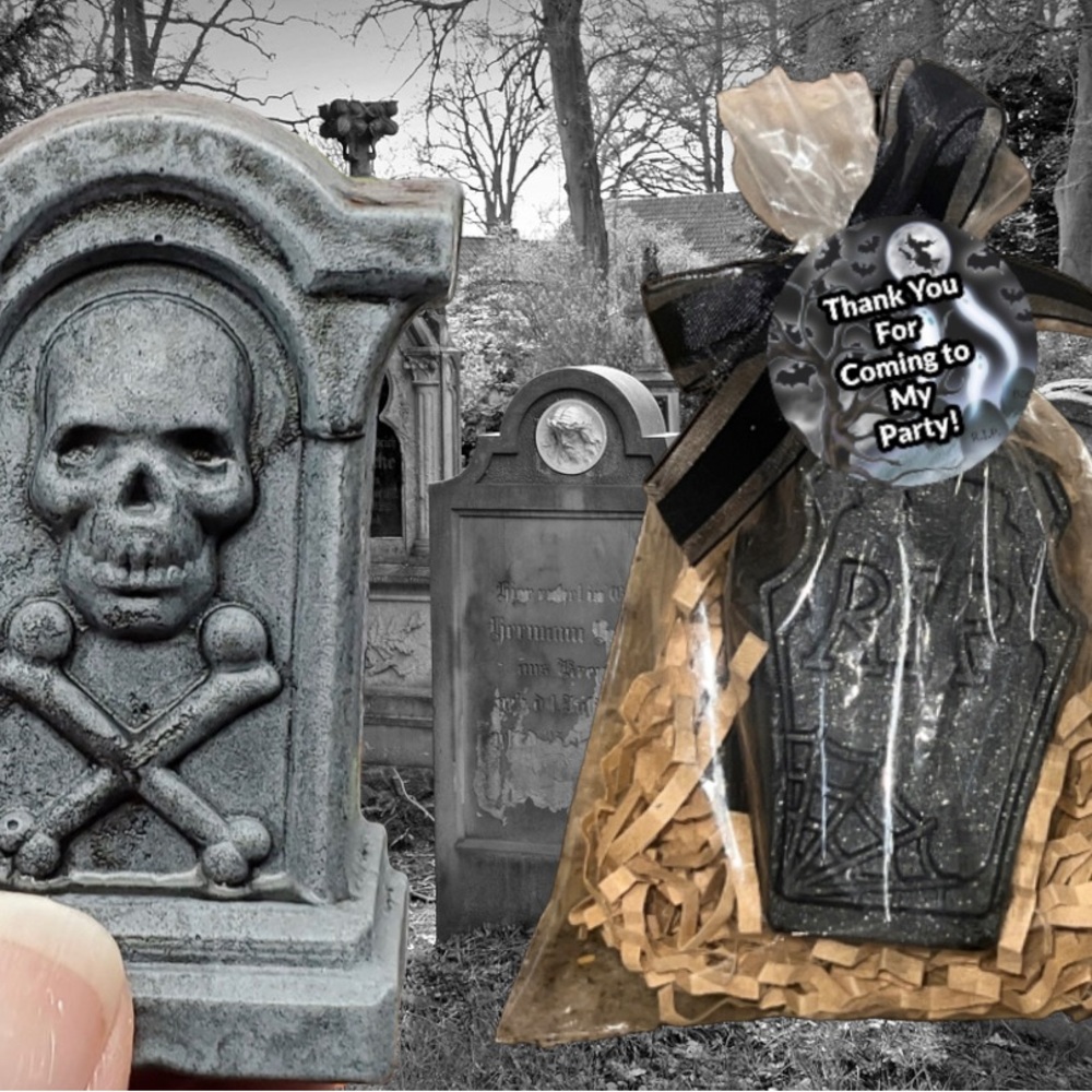 Set 12 Tombstone Soap Favors, Tomb Stone Scary Halloween Soap, Tomb Stone